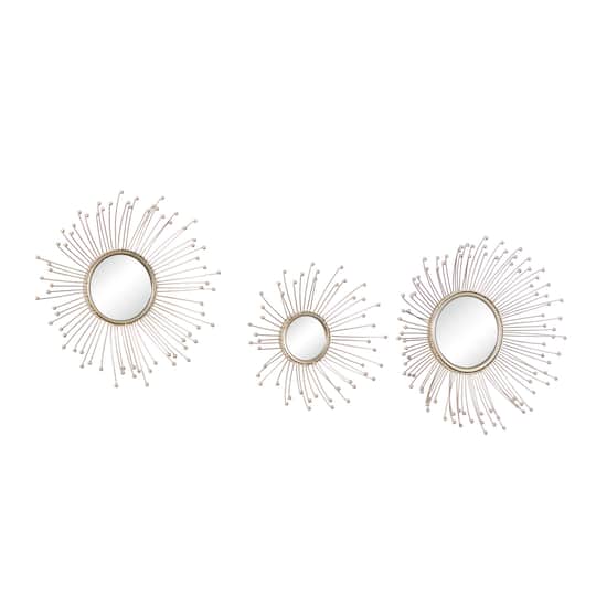 Gold Metal Glam Wall Mirror Set